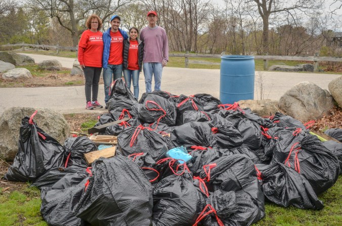 693 pounds of trash were removed from the shore and park areas of the Grove on April 23!